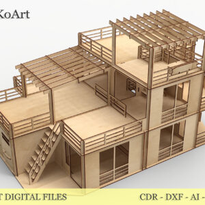 Set of Dollhouse 4c + Garage 4c 1/12 scale