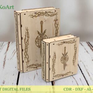 Laser Cut Book Box SVG, Tarot Box Template for Engraving, Wooden Storage Box 2 Sizes