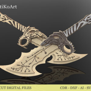 Kratos Blades Of Chaos, God of War Blades of Chaos Sword Twin Blades. Laser cut files