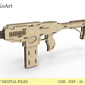 Rubber band gun like uzi, 1st from 4 and targets. Laser cut files