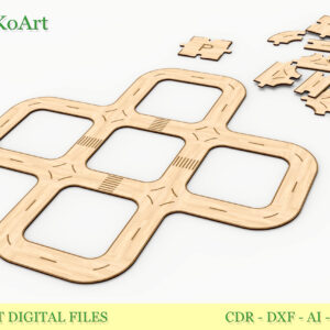 DIY Wooden Toy Car Track Puzzle Set - Instant Digital Download SVG File