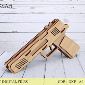 Rubber band gun with a cross and targets. Laser cut files