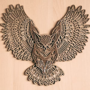Owl mandala wall art, multilayer mandala, 3D owl svg, 3d wall decor - Detailed laser cut files