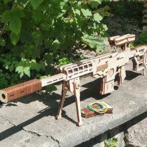 Rubber band gun like sniper rifle, 4th from 4 and targets. Laser cut files