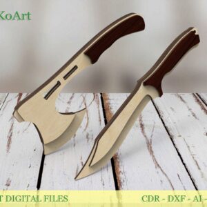 Camping Hatchet & Hunting Knife Bowie. Laser cut files