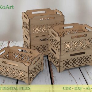 Wooden storage box 03 svg, 2 sizes, keepsake box, organizer, Glowforge laser cut file