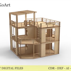 Laser Cut Dollhouse Kit - DIY 1:12 Scale Miniature House Plans - Digital Download for Glowforge & CNC