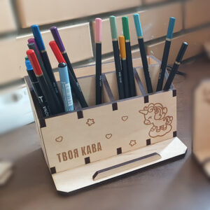 Cafe organizer, Phone stand 03, Wood Desk Decor, pen holder, laser cut digital files