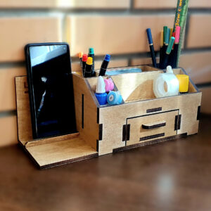 Office organizer, Phone stand 02, Wood Desk Decor, pen holder, laser cut digital files