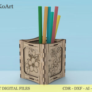 Laser Cut Files – Pencil Holder 07 / Desk Organizer / Keepsake Box - Digital download