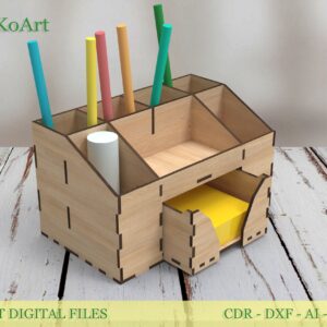 Office organizer, Wood Desk Storage Decor, Pen Holder, laser cut digital files