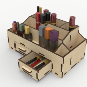Jewelry Wood Desk Makeup Organizer 02, Brush Lipstick Holder, Digital Files for laser cut
